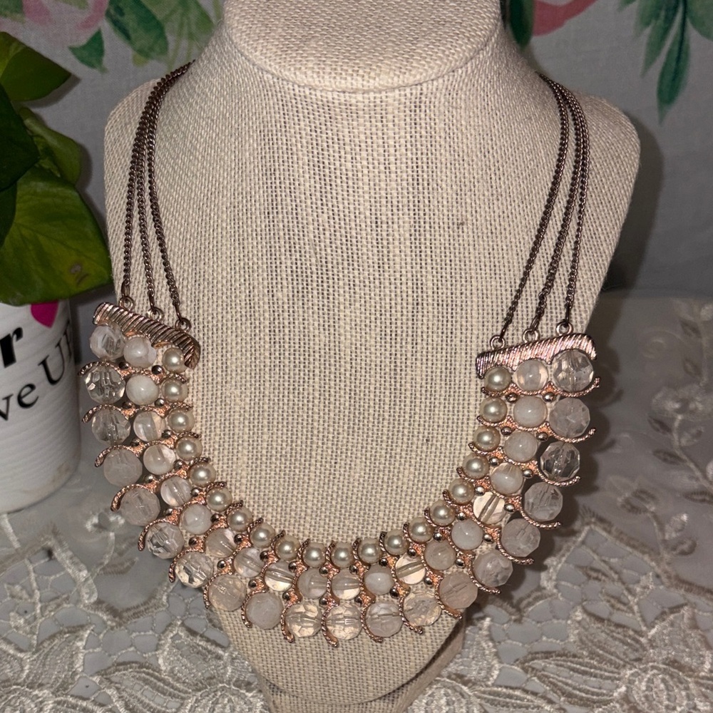 Chic Multi-Strand Pearl and Crystal Necklace
